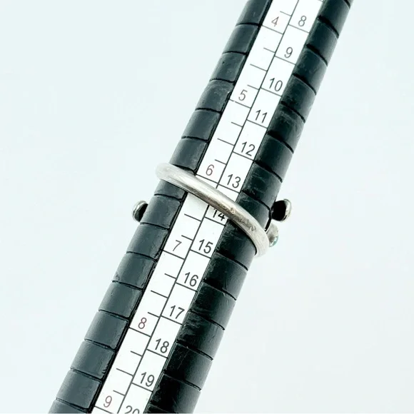 Vintage Turquoise Sterling Silver Ring - Native American 5-Stone Snake Eye - Picture 8 of 9